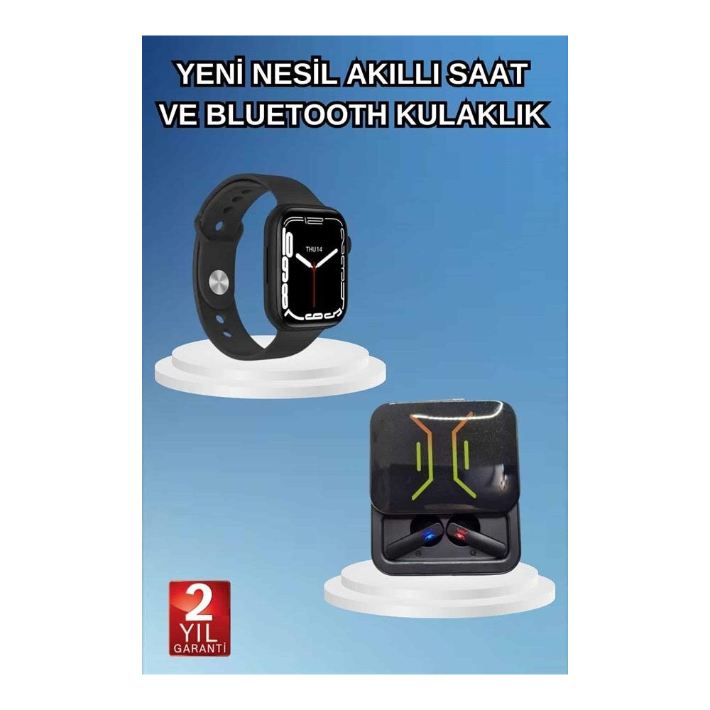 Bluetooth Bağlantılı Kablosuz Kulaklık ve Yeni Nesil Akıllı Saat 5.0 B