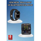 Bluetooth Bağlantılı Kablosuz Kulaklık ve Yeni Nesil Akıllı Saat 5.0 B