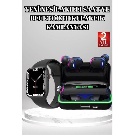 Ucuz ve Kaliteli Kulaklıklı Saat Seti Bluetooth Bağlantılı Akıllı Saat