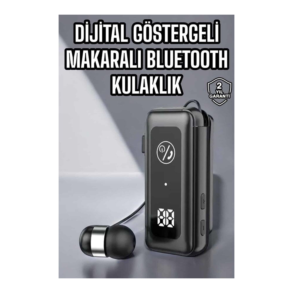 Kablolu Makaralı Bluetooth Kulaklık Uzun Pil Ömrü Dijital Göstergeli