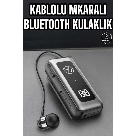 Kablolu Bluetooth Kulaklık Kulak İçi Stereo Mikrofonlu Dijital Gösterg