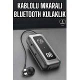 Kablolu Bluetooth Kulaklık Kulak İçi Stereo Mikrofonlu Dijital Gösterg