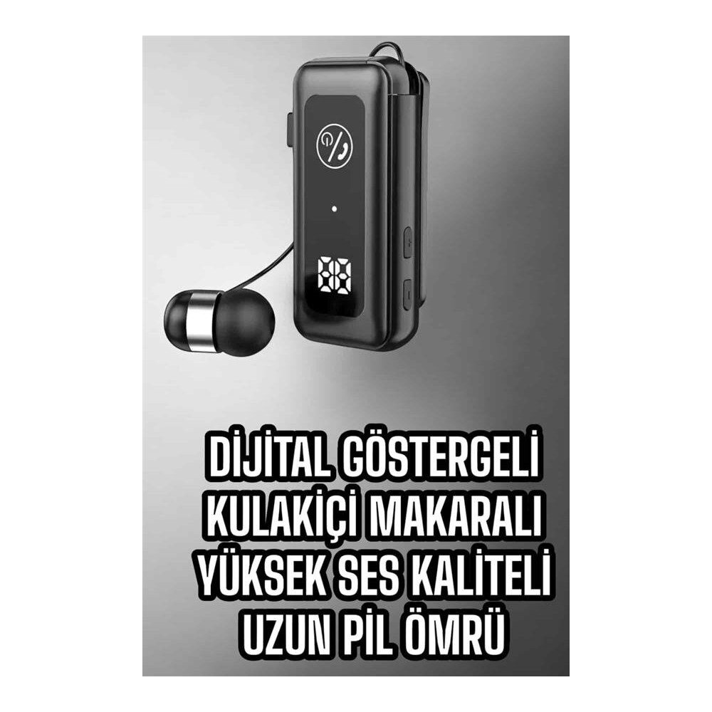 Makaralı Bluetooth Kulaklık Kulak İçi Dijital Göstergeli Yüksek Ses Ka