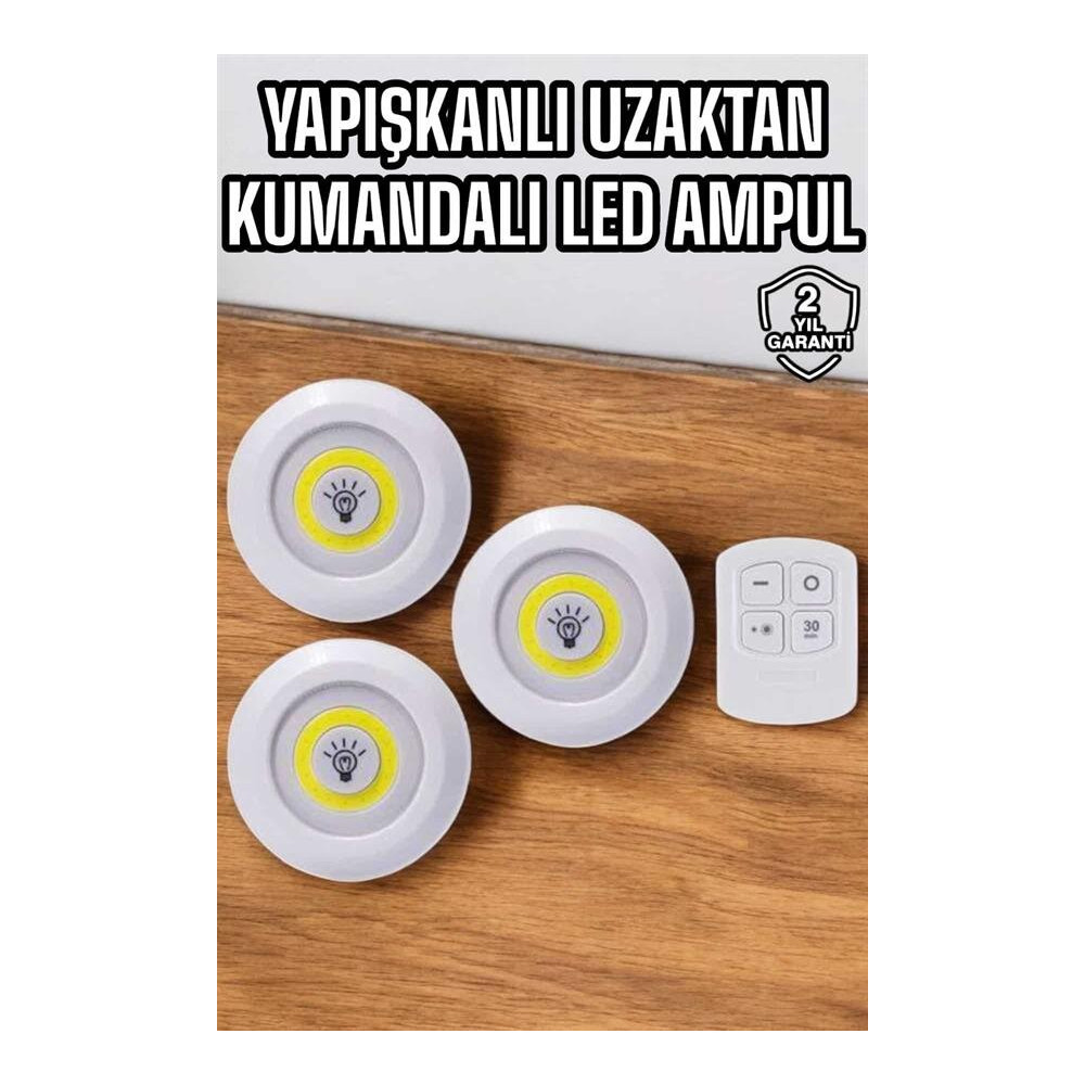 Mutfak Dolap Altı Işığı Uzaktan Kumandalı Yapışkanlı Kablosuz Pilli