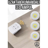 Led Lamba 3'lü Uzaktan Kumandalı Yapışkanlı Beyaz Işık