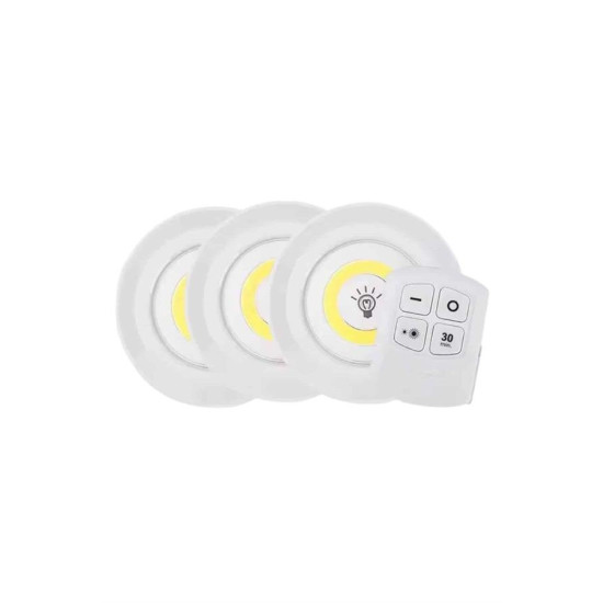 Led Lamba 3'lü Uzaktan Kumandalı Yapışkanlı