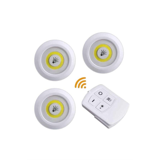 Led Lamba 3'lü Uzaktan Kumandalı Yapışkanlı