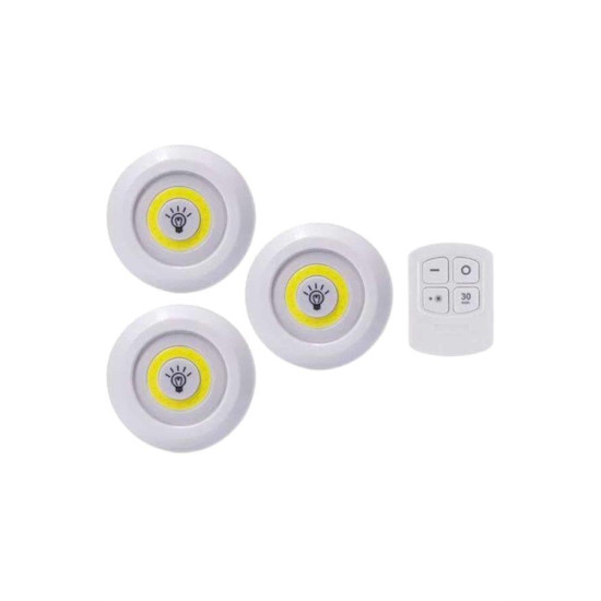 Led Lamba 3'lü Uzaktan Kumandalı Yapışkanlı