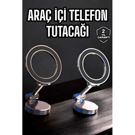 Katlanır Manyetik Araç İçi Telefon Tutucu – 360° Dönebilen MagSafe Uyu