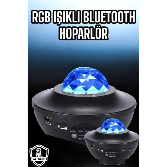 Masa ve Gece Lambası Renkli Projektör Işıklı Disko Topu Bluetooth Hopa