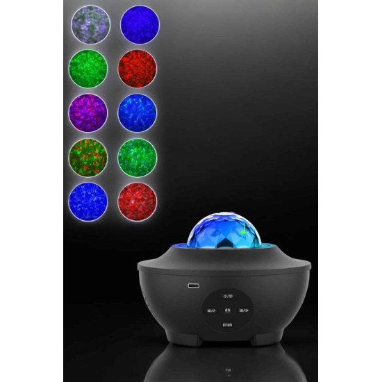 Masa ve Gece Lambası Renkli Projektör Işıklı Disko Topu Bluetooth Hopa