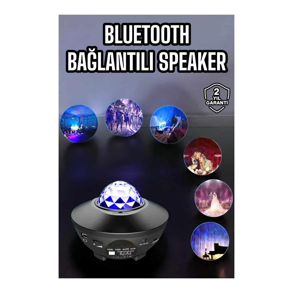Çocuklara Özel Şarjlı Bluetooth Hoparlör Parti Led Lambası Yıldızlı Pr