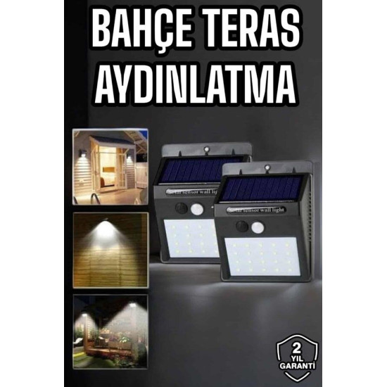 Solar Lamba Giriş Bahçe Yol Avlu Hareket Sensörlü Led Parlak Gece Su G