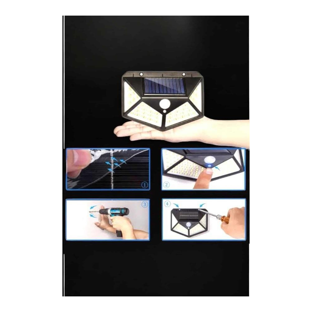Güneş Enerjili Bahçe Aydınlatma Lambası Solar 100 Led Lamba