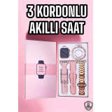 Akıllı Saat Amoled Ekran 3 Kordonlu Aksesuar Hediyeli Sesli Görüşme