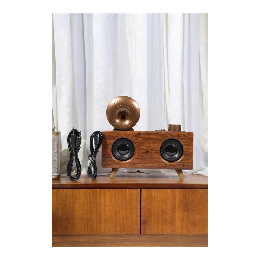 Bluetooth Hoparlör Ahşap Klasik Retro Gramofon Bluetooth Müzik Kutusu