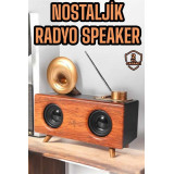 Retro Gramafon Bluetooth Hoparlör Çift Stereo Sesli FM Radyo Destekli