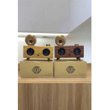 Retro Gramafon Bluetooth Hoparlör Çift Stereo Sesli FM Radyo Destekli