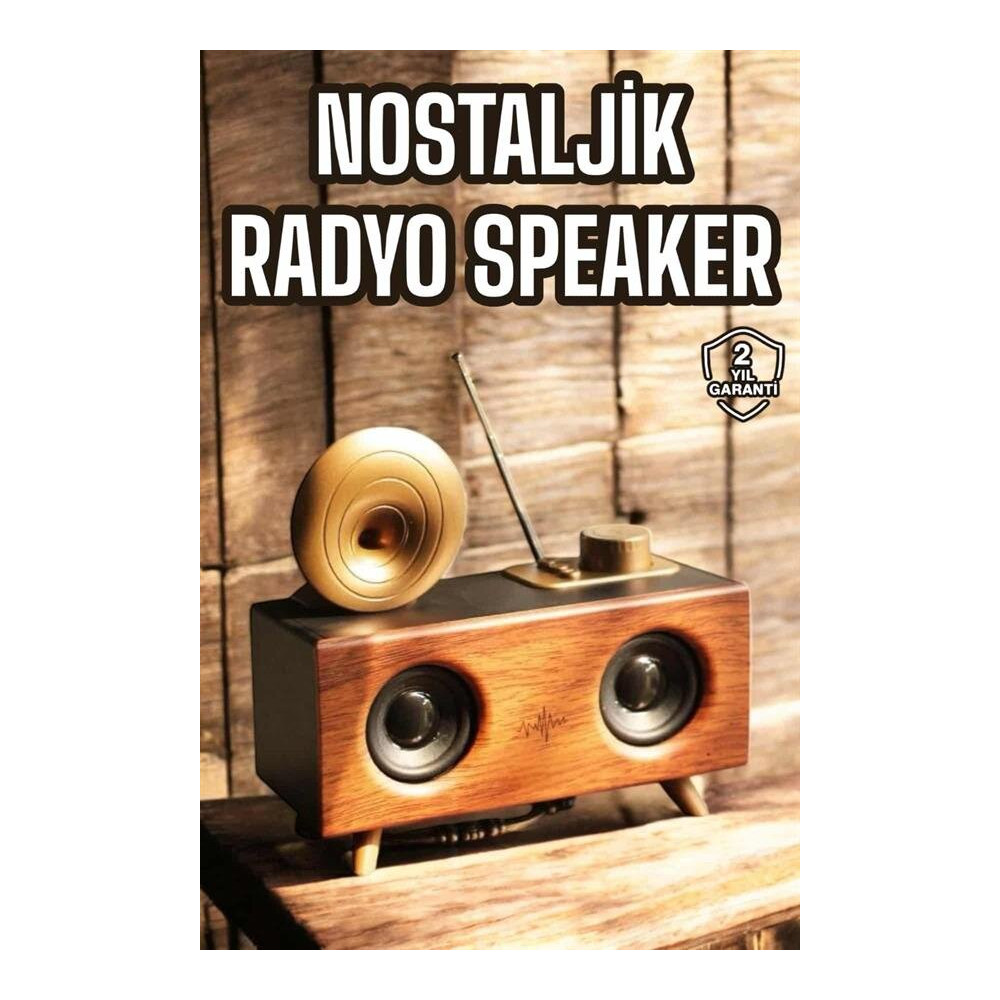 Bluetooth Nostalji Speaker Radyo Gramofon Ahşap Renk Vintage