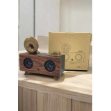 Bluetooth Nostalji Speaker Radyo Gramofon Ahşap Renk Vintage