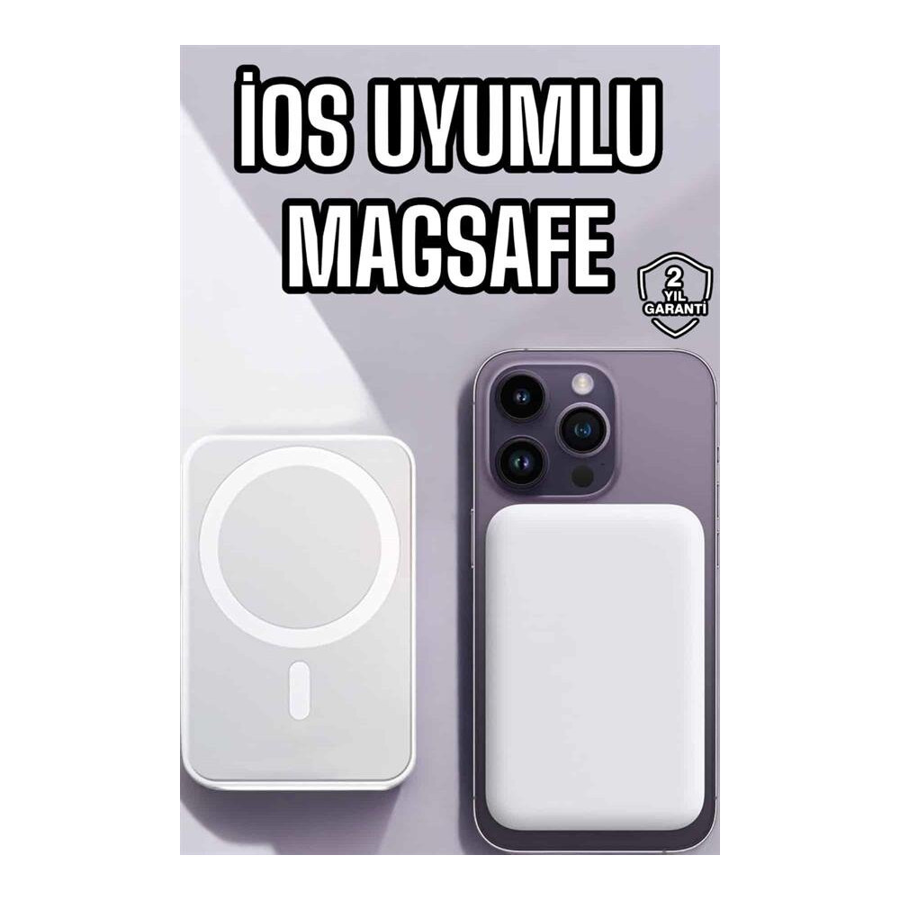 5000 Mah İOS Uyumlu Magsafe Kablosuz Şarj Hızlı Şarj Desteği