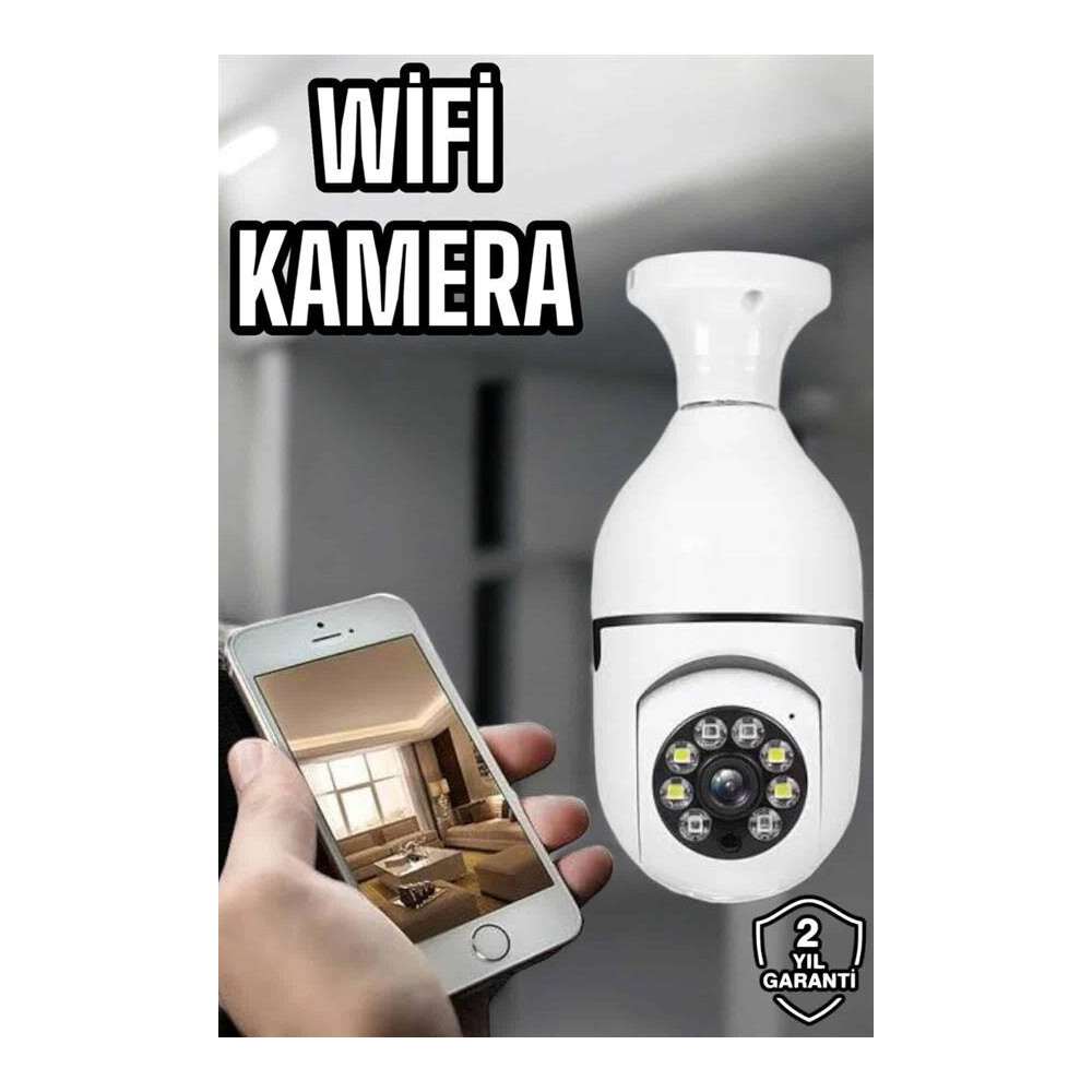 Ampul Görünümlü Güvenlik Kamerası Duylu Wifi Kamerası Dönebilen