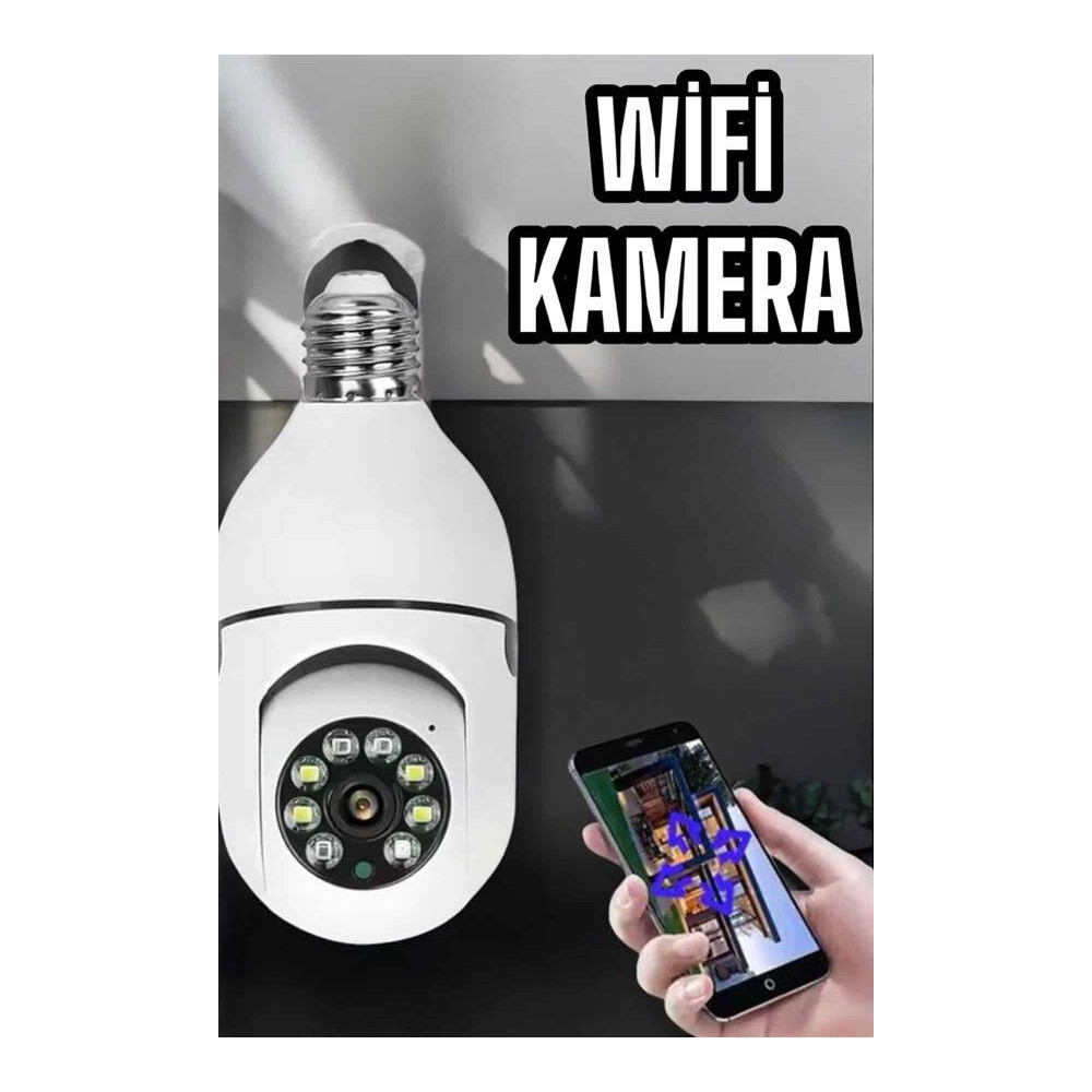 Wifi Kamera Duylu Ampul Görünümlü 360 Derece Dönebilen Ev Kamerası