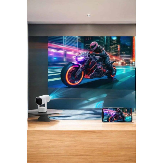 Akıllı Projeksiyon Powerbankli Taşınabilir Sinema Projektörü 4k HD Kal