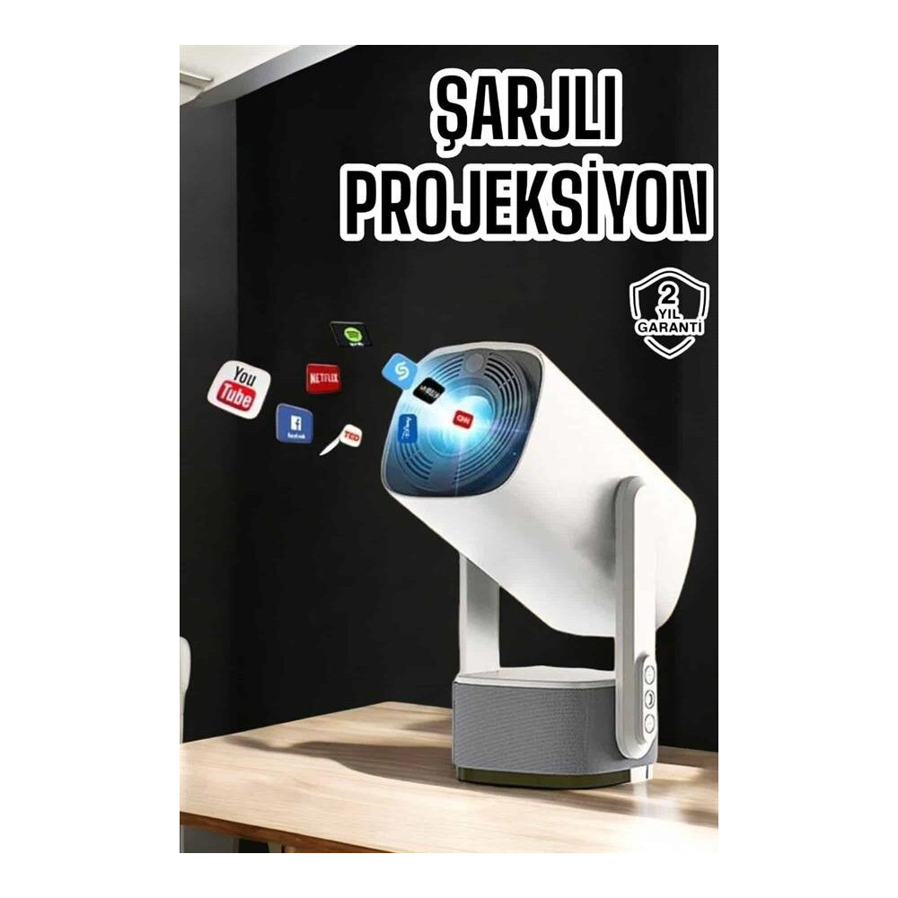 Akıllı Projeksiyon Powerbankli Taşınabilir Sinema Projektörü 4k HD Kal