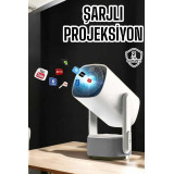 Akıllı Projeksiyon Powerbankli Taşınabilir Sinema Projektörü 4k HD Kal