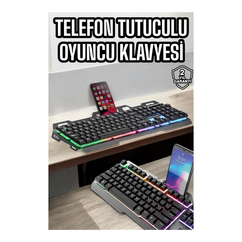 Oyuncu Klavyesi Q Klavye RGB Işıklı Mouse Hediyeli