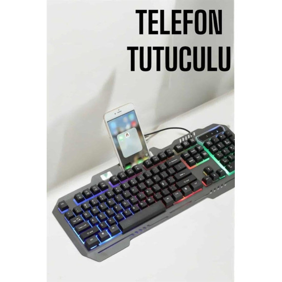 RGB Işıklı Oyuncu Klavye Mouse Seti – Türkçe Q Ayarlanabilir DPI Ergon