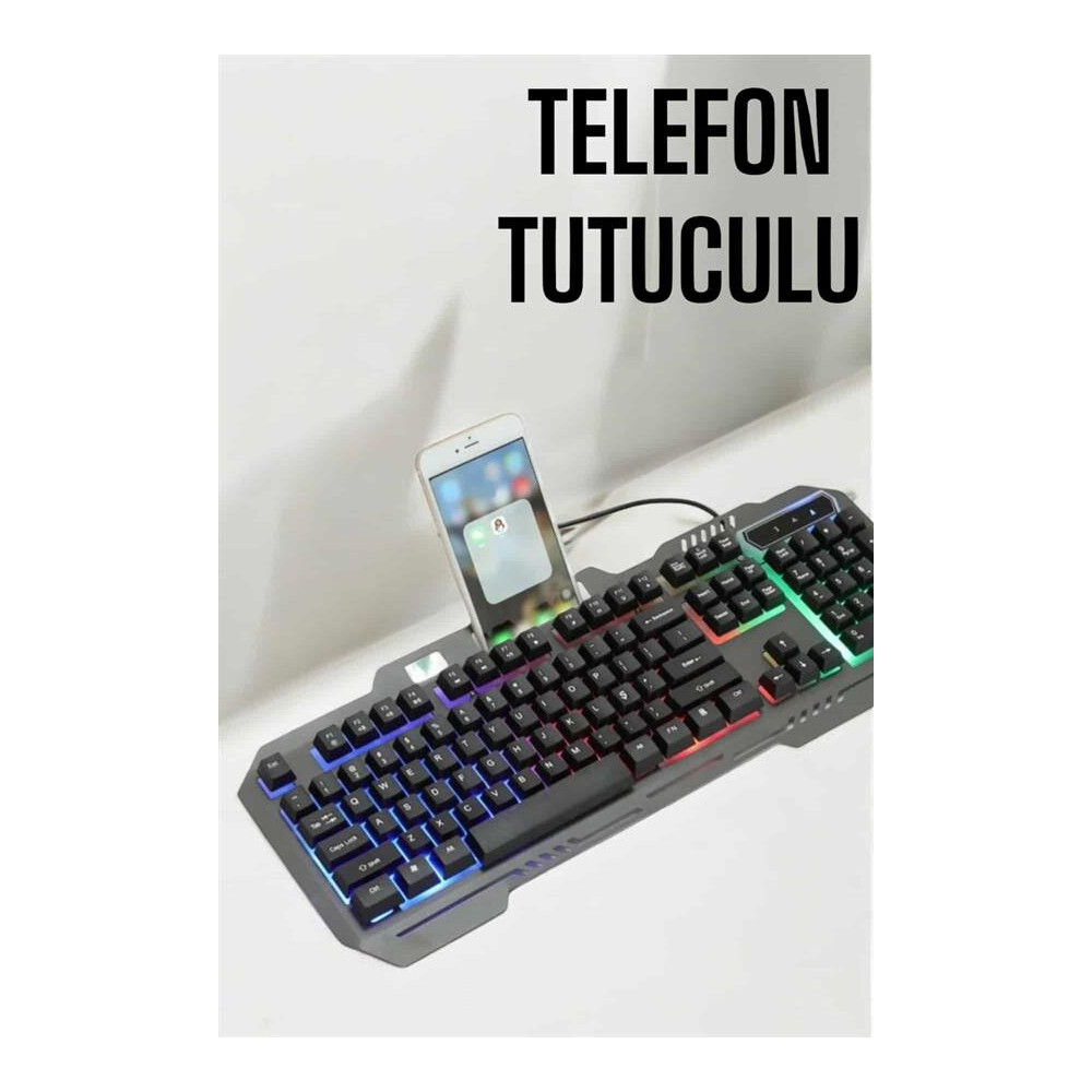 Oyuncu Klavyesi Q Klavye RGB Işıklı Mouse Hediyeli