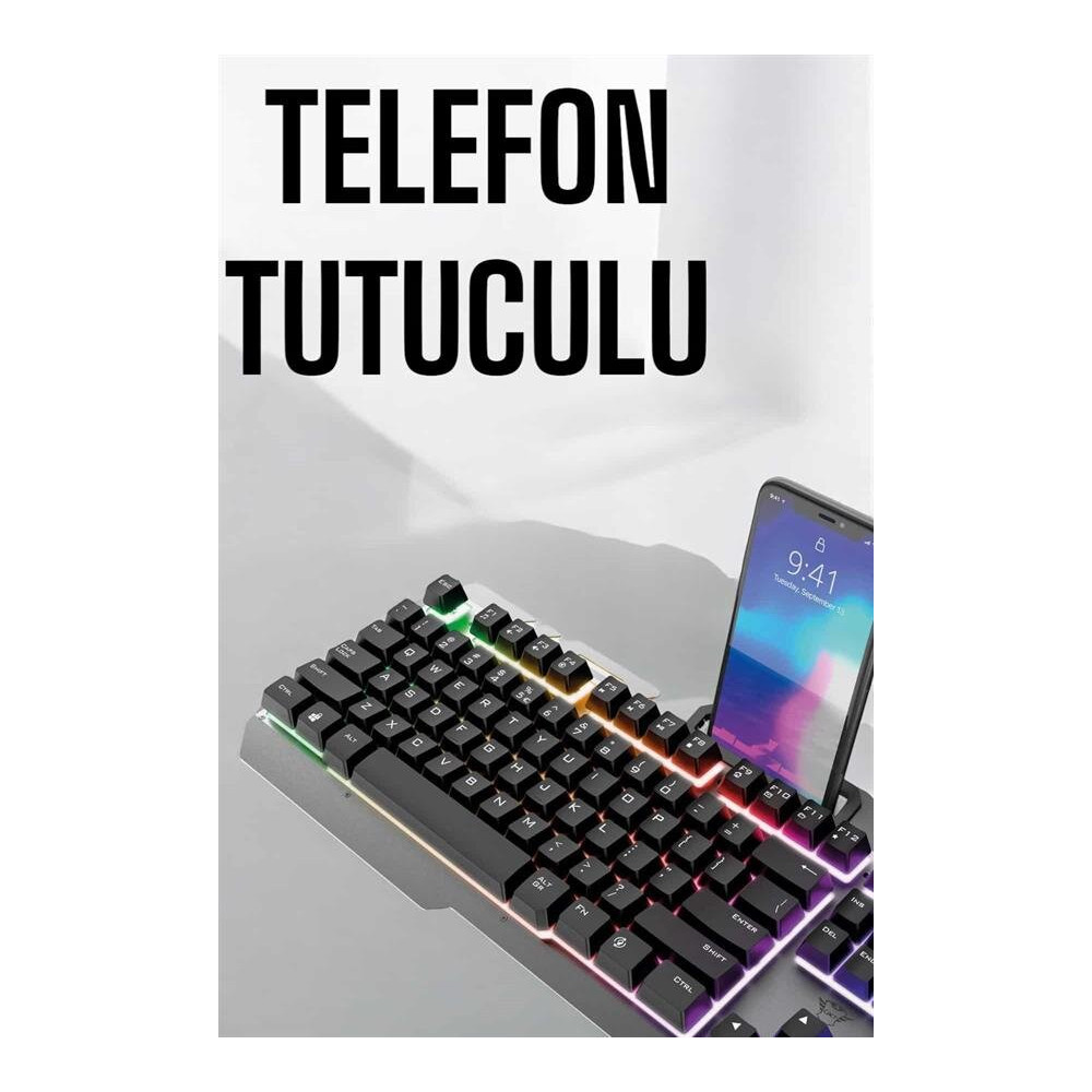 RGB Işıklı Oyuncu Klavye Mouse Seti – Türkçe Q Ayarlanabilir DPI Ergon