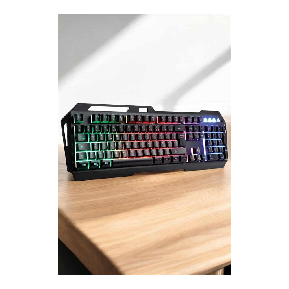 Q Klavye RGB Işıklı Klavye Ve Mouse Seti Kablolu Mouse Hediyeliş