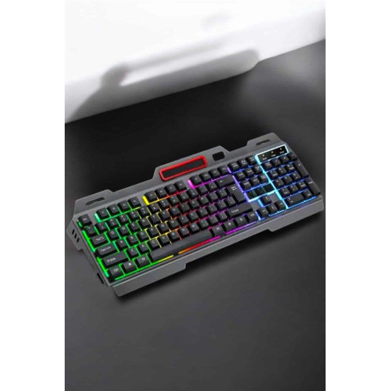 Led Işıklı Oyuncu Klavye Usb Girişli RGB Işıklı Q Klavye Mouse Hediyel