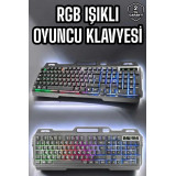 Led Işıklı Oyuncu Klavye Usb Girişli RGB Işıklı Q Klavye Mouse Hediyel