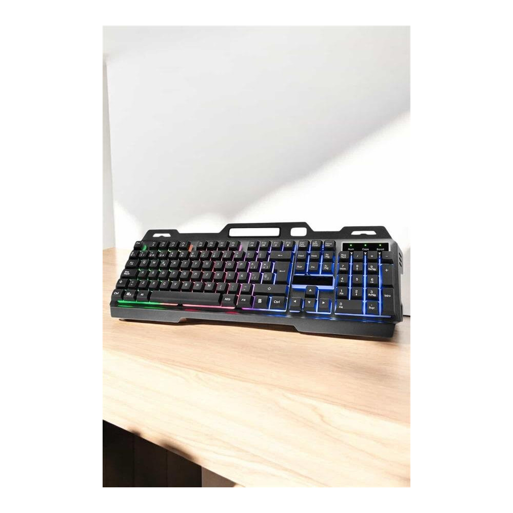 Led Işıklı Oyuncu Klavye Usb Girişli RGB Işıklı Q Klavye Mouse Hediyel