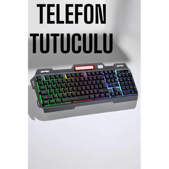 Led Işıklı Oyuncu Klavye Usb Girişli RGB Işıklı Q Klavye Mouse Hediyel