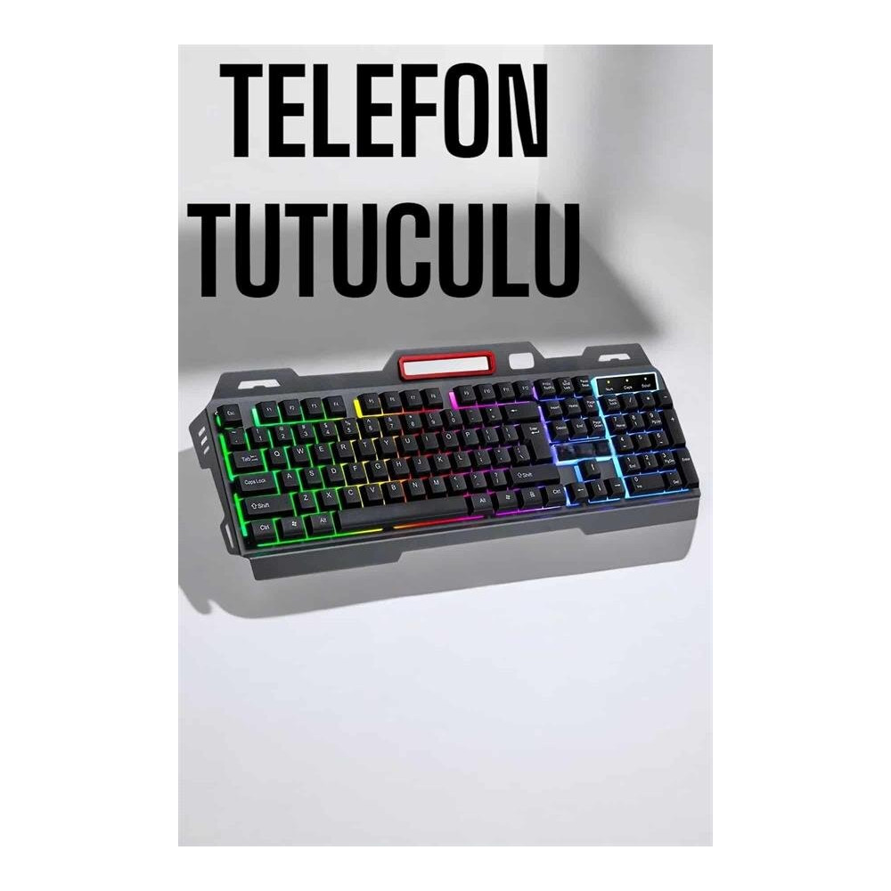 Led Işıklı Oyuncu Klavye Usb Girişli RGB Işıklı Q Klavye Mouse Hediyel