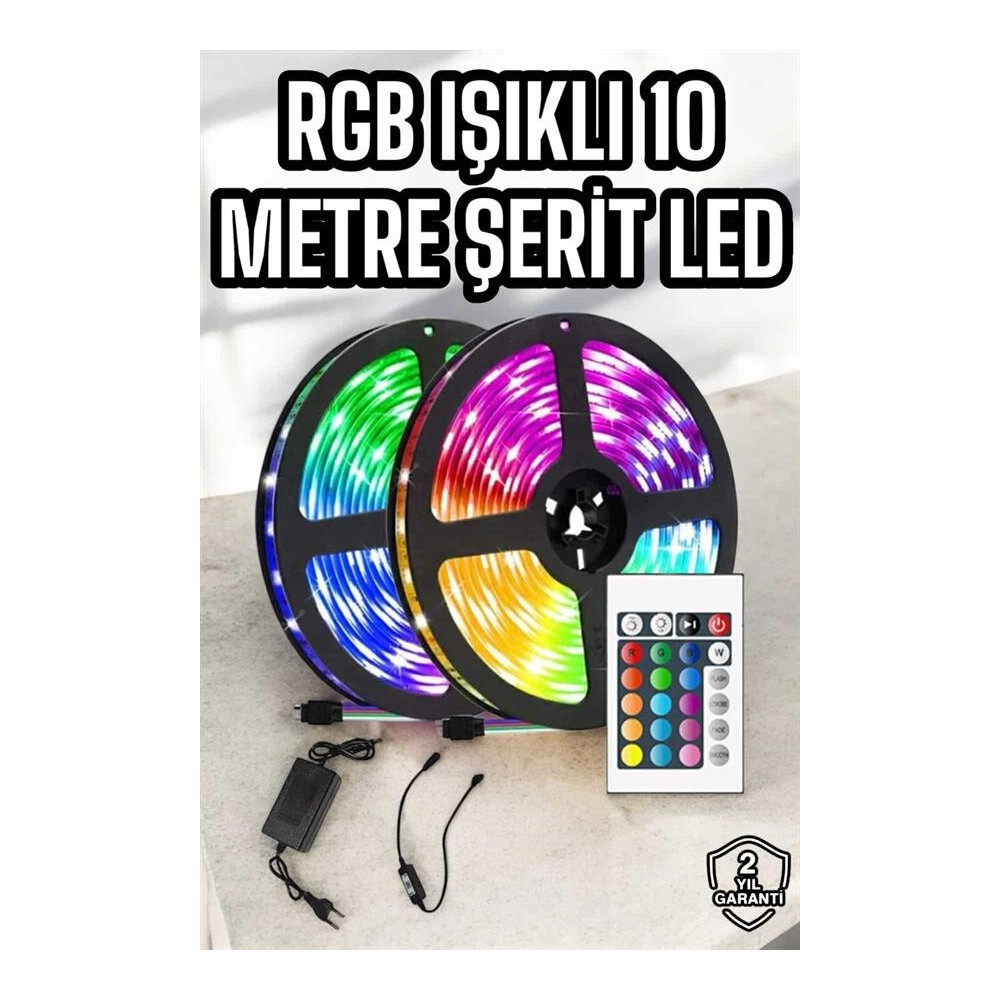 Yeni Nesil RGB Işıklı 10Metre Şerit Led Kumandalı Şarj Edilebilir