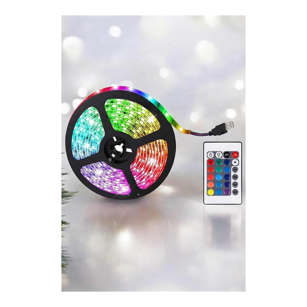 Yeni Nesil RGB Işıklı 10Metre Şerit Led Kumandalı Şarj Edilebilir