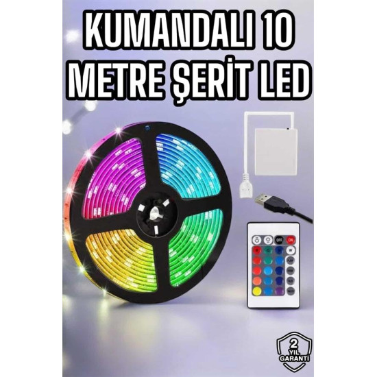 RGB Şerit Led 10 Metre Led Işık Kumanda ile Kontrol RGB