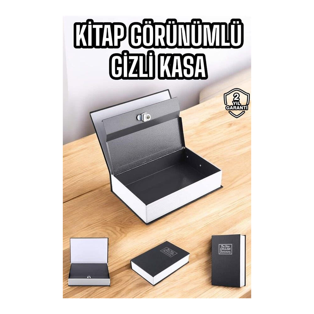 Gizli Kasa İngilizce Sözlüğü Kitap Görünümlü Anahtarlı Gizli Mini Çeli