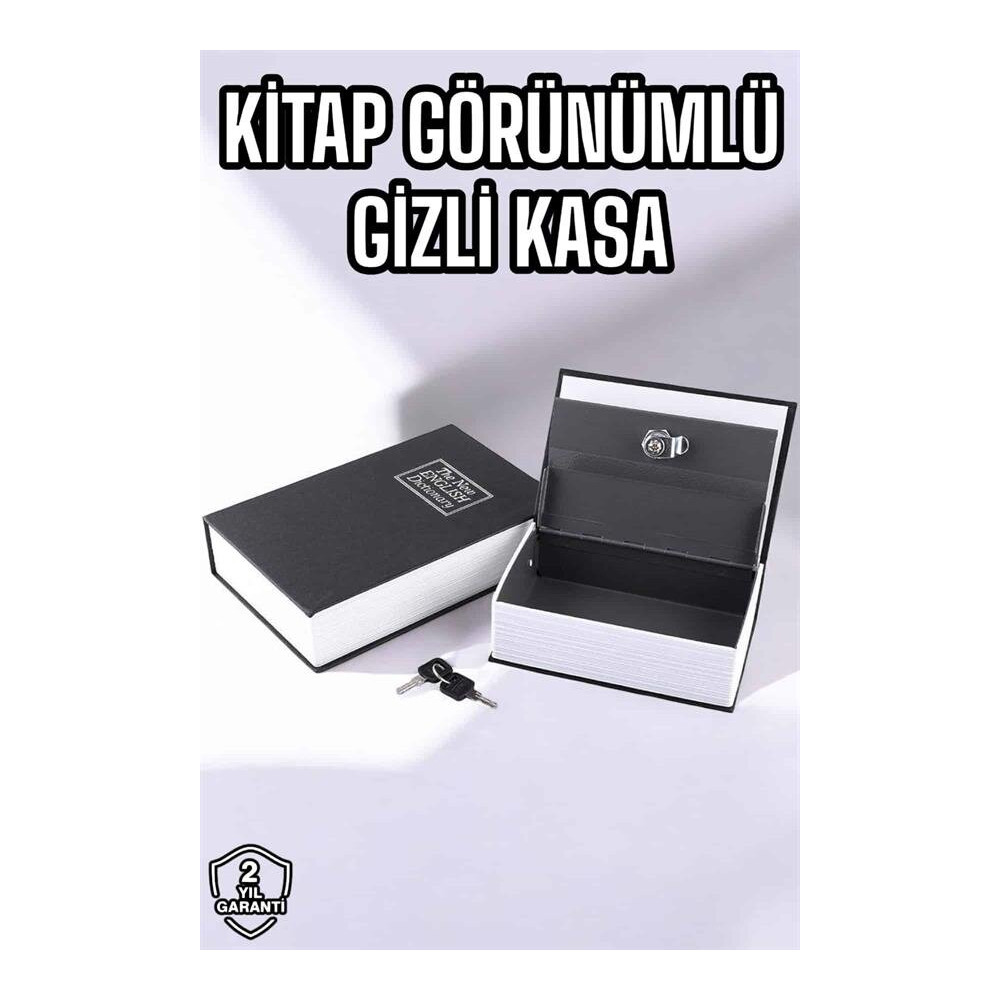 Büyük Boy Anahtarlı Kitap Görünümlü Gizli Kasa Çelik Kasa Altın Kasası