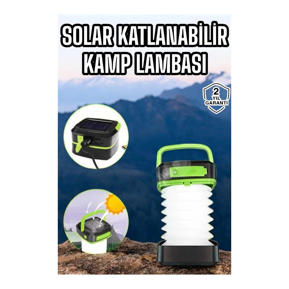 Kamp Feneri Lambası Solar Güneş Enerji Portatif Işıldak Şarjlı