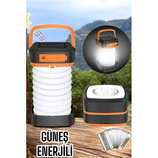 Kamp Feneri Lambası Solar Güneş Enerji Portatif Işıldak Şarjlı