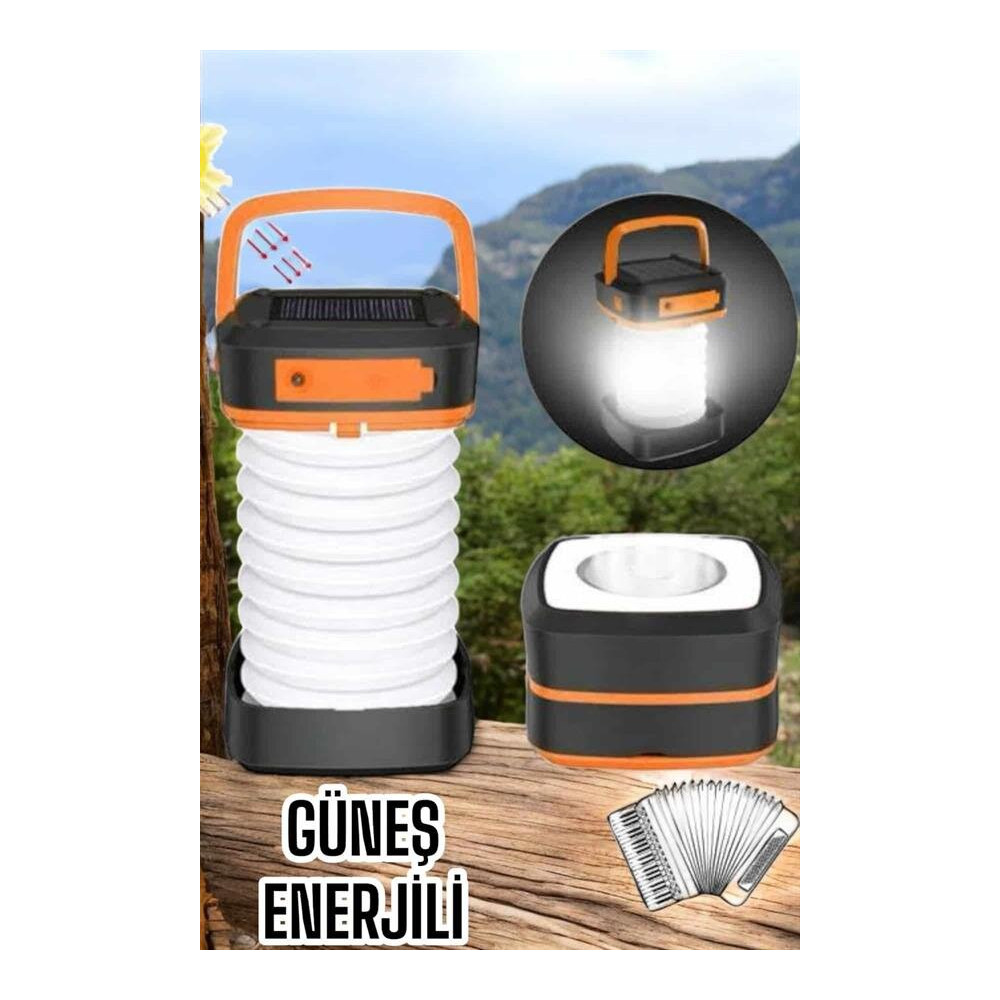 Güneş Enerjili Led Lamba Kamp Lambası Katlanabilir Lamba USB Şarjlı