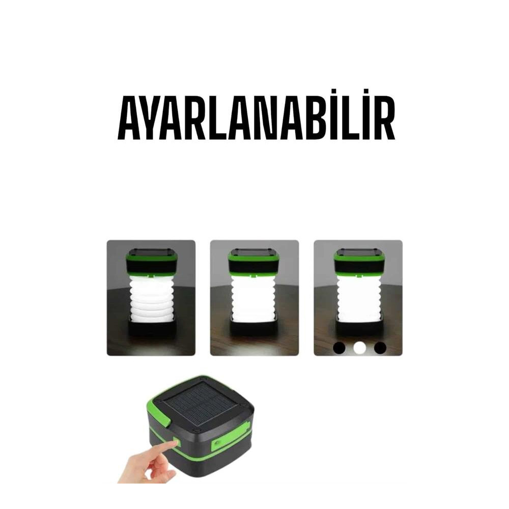 Kamp Feneri Lambası Solar Güneş Enerji Portatif Işıldak Şarjlı