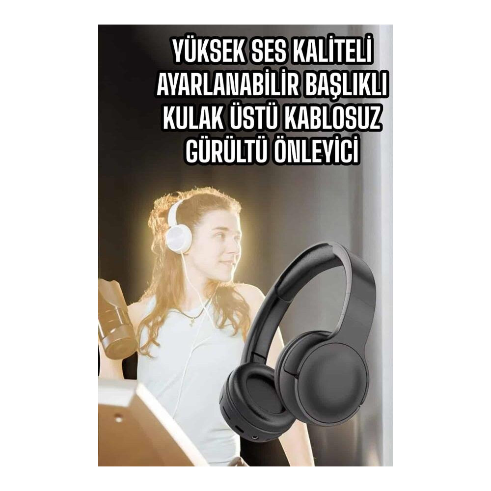 Kulak Üstü Kablosuz Bluetooth Kulaklık Gürültü Önleyici Uzun Şarj Süre